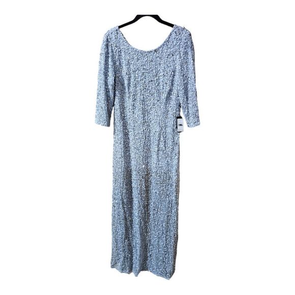 SOLD!!ADRIANNA PAPELL Light Blue Sequin 3/4 Sleeve Gown - Size 16 NWT - Picture 3 of 14